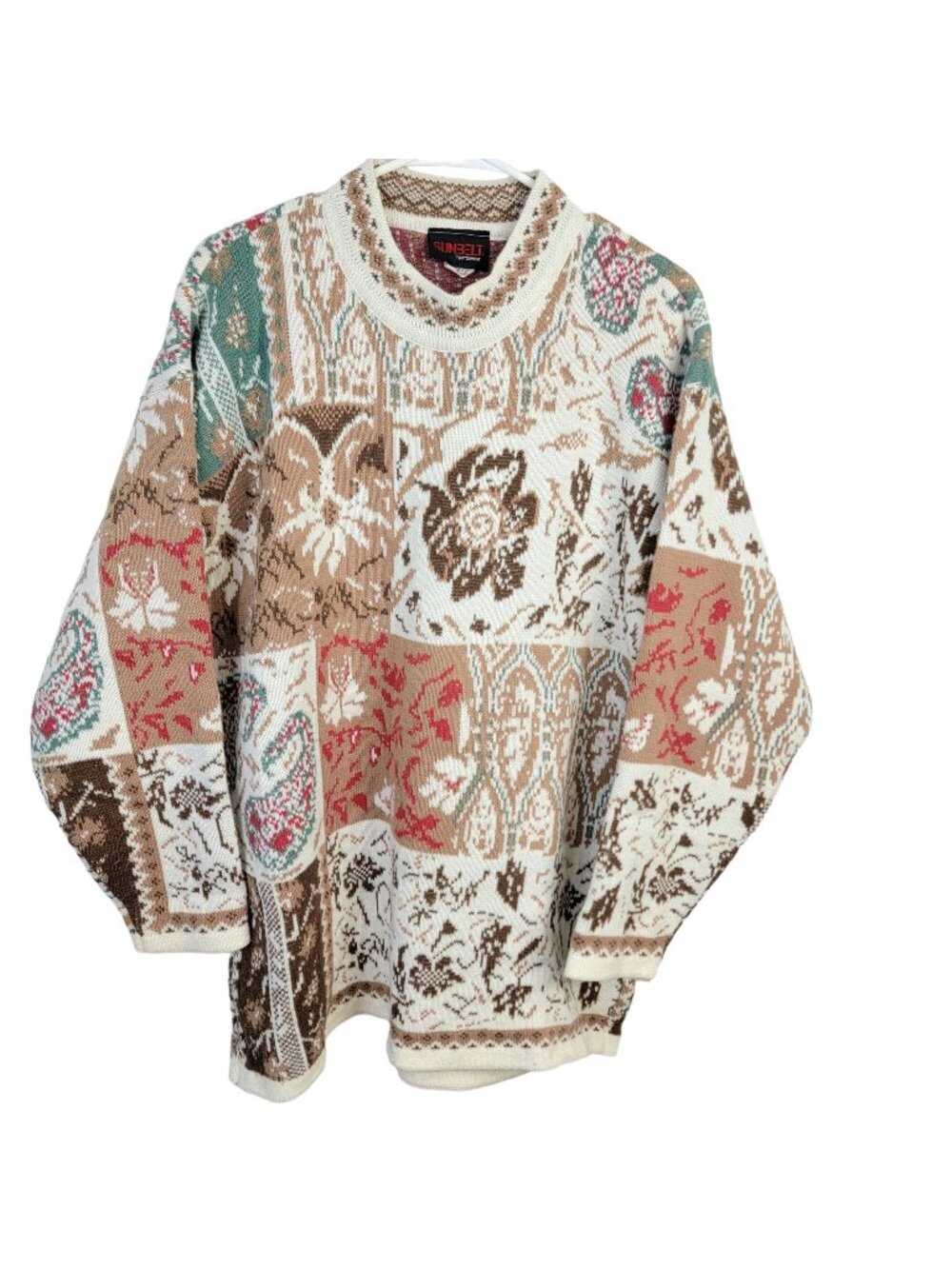 Sunbelt Vintage 90s Sweater Women Plus 1X Floral Paisley Knit Shirt Top 18 Fall